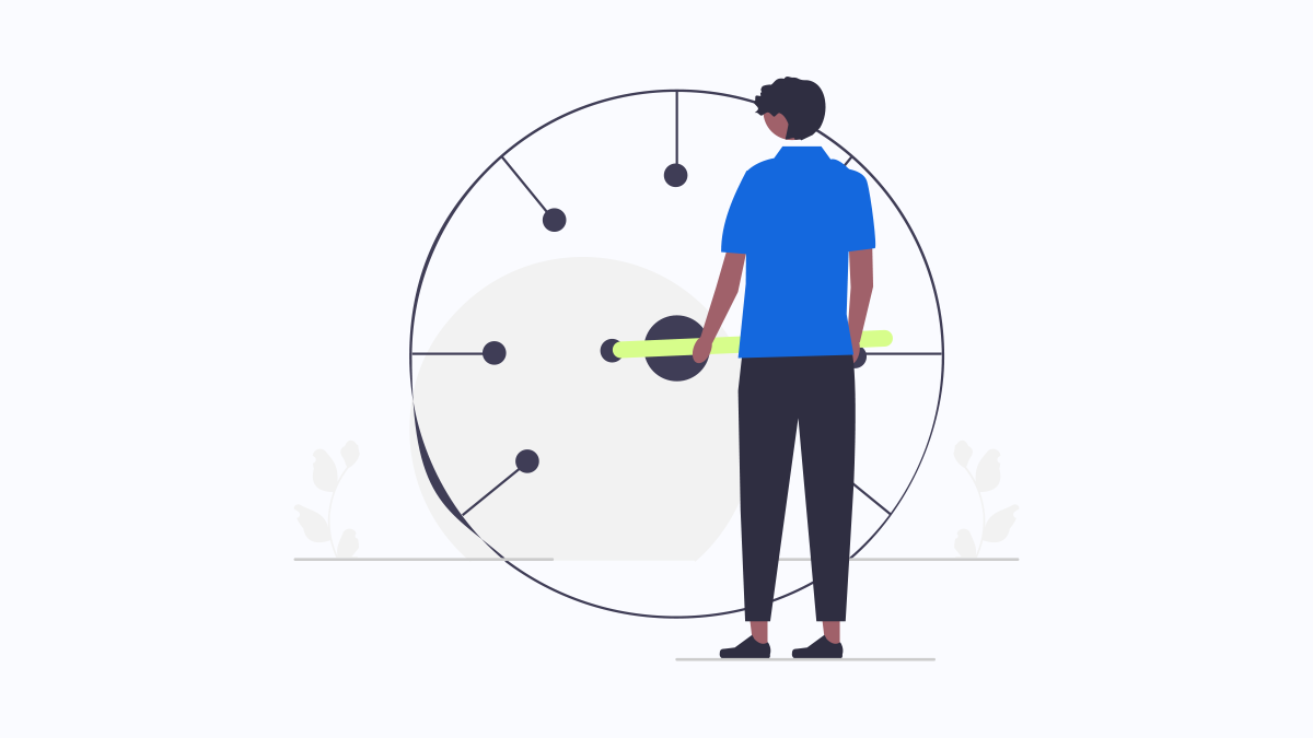 Illustration showing a person adjusting an internet speed meter